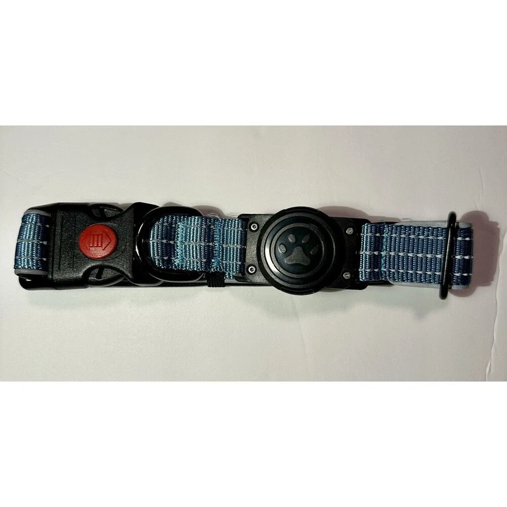 Waterproof Air Tag Dog Collar Holder Light Blue With Quick Release Lock, Large